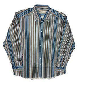 ETRO Dress Shirt Multicolor Stripe Made in Italy Cotton Long Sleeve 46 18 XXL